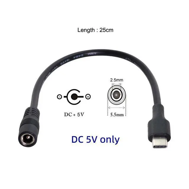 Alt view image 5 of 7 - USB 3.1 Type C USB-C to DC 5.5 2.5mm Power Jack Extension Charge Cable for Air Pro 10cm