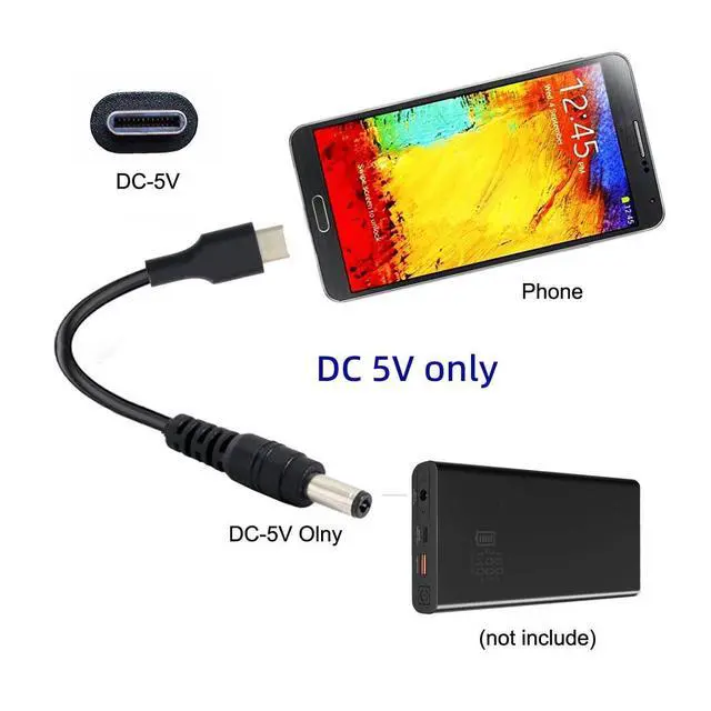 Alt view image 7 of 7 - DC 5V USB 3.1 Type C USB-C to DC 5.5 2.5mm Power Plug Extension Charge Cable for Air Pro 20cm