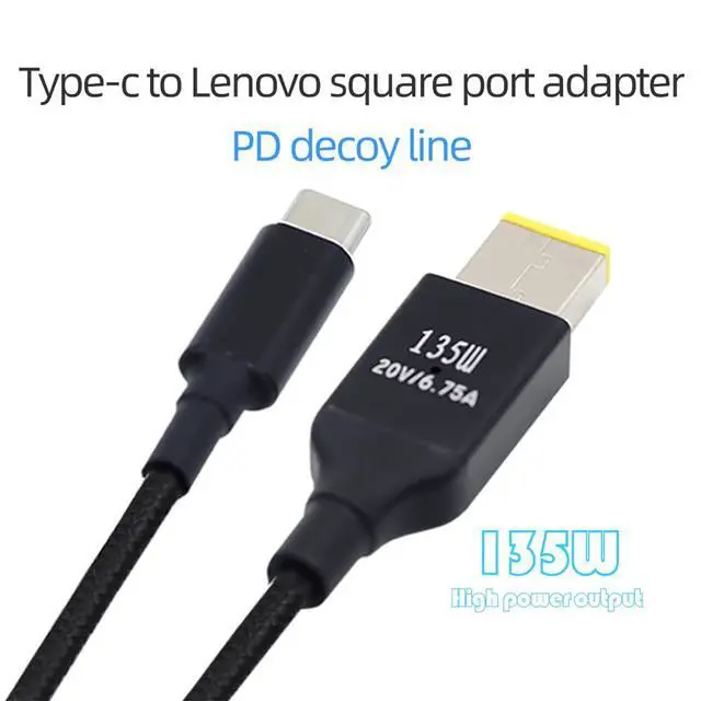 Alt view image 5 of 7 - 135W DC20V 6.25A USB-C Type-C to DC Rectangle 11.0 * 4.5mm Power PD Charge Cable for Laptop