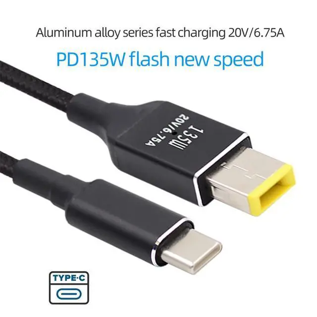 Alt view image 4 of 7 - 135W DC20V 6.25A USB-C Type-C to DC Rectangle 11.0 * 4.5mm Power PD Charge Cable for Laptop
