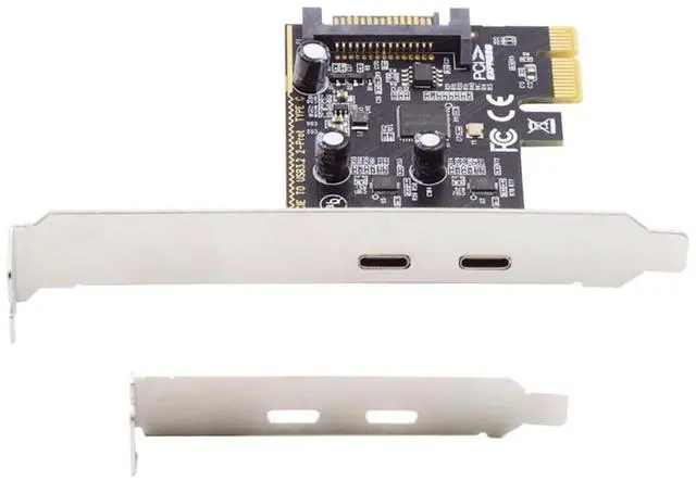 Main image of 5Gbps USB3.1 Gen1 Dual Type-C USB-C Female to PCI-E Express 1x Card Adapter ASM1042 with Low Profile Bracket