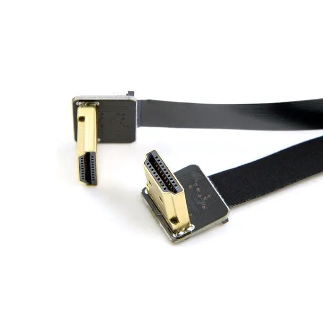 Alt view image 2 of 6 - CableccFPV Dual Up Angled 90 Degree HDMI Type A Male to Male HDTV FPC Flat Cable 20cm for Multicopter Aerial Photography