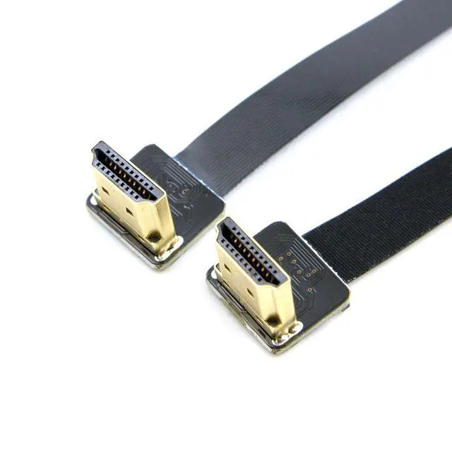 Alt view image 4 of 6 - CableccFPV Dual Up Angled 90 Degree HDMI Type A Male to Male HDTV FPC Flat Cable 20cm for Multicopter Aerial Photography