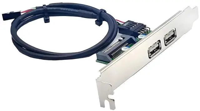Main image of Dual USB2.0 Female Internal Mount Panel to 9pin Baffle Motherboard Cable with Extral SATA Power and 12cm Bracket