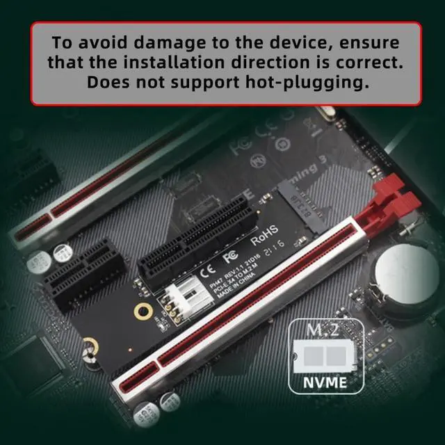 Alt view image 4 of 7 - PCI-E 4.0 NVMe M-Key M.2 NGFF Extender to PCI-E X1 X4 X8 X16 Graphics Card Riser Adapter PCI-Express for M2 2260 2280
