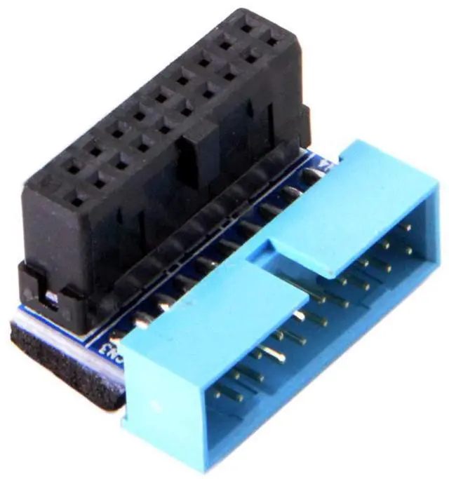 Alt view image 3 of 7 - USB 3.0 20pin Male to Female Extension Adapter Up Down Angled 90 Degree for Motherboard Mainboard (Down Angled)