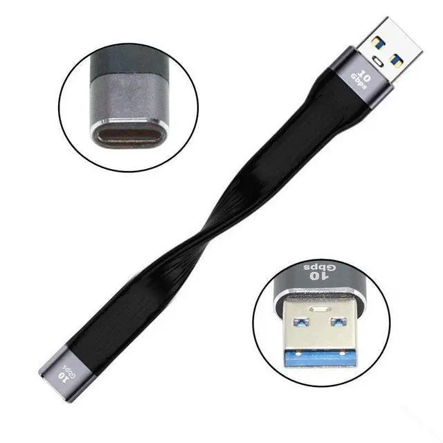 Alt view image 2 of 7 - USB 3.1 Type C Female to USB3.0 Type A Male Flat Slim FPC 10Gbps Data Cable 13cm for Laptop & Phone