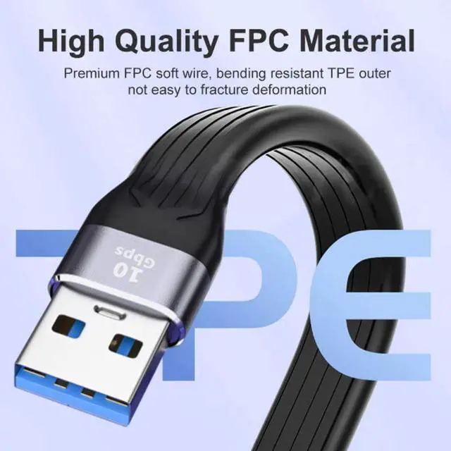 Alt view image 6 of 7 - USB 3.1 Type C Female to USB3.0 Type A Male Flat Slim FPC 10Gbps Data Cable 13cm for Laptop & Phone