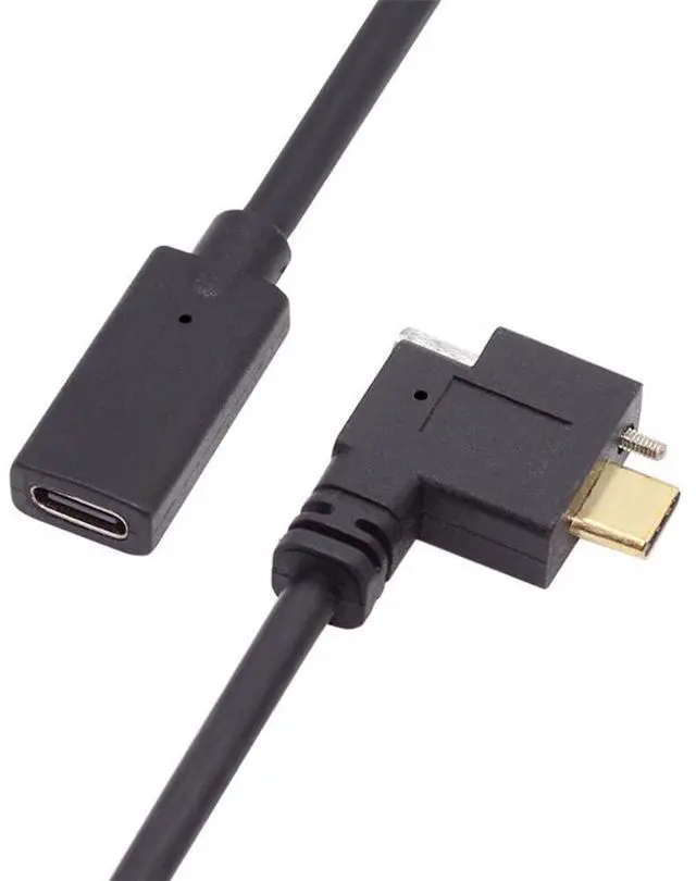 Main image of Right Angled 10Gbps USB 3.1 USB-C Type C Extension Data Screw Locking Cable Male to Female for Realsense Camera VR Quest Link