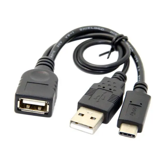Alt view image 2 of 7 - USB-C Type-C USB 3.1 to USB 2.0 Female OTG Data Cable with Power for Cell Phone Pro
