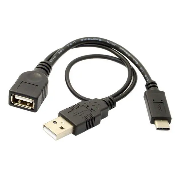 Alt view image 4 of 7 - USB-C Type-C USB 3.1 to USB 2.0 Female OTG Data Cable with Power for Cell Phone Pro