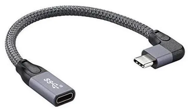 Main image of Left Right Angled USB-C USB 3.1 Type C Male to Female Extension Data Cable with Sleeve for Laptop