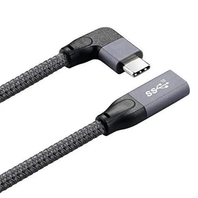 Alt view image 3 of 6 - Left Right Angled USB-C USB 3.1 Type C Male to Female Extension Data Cable with Sleeve for Laptop