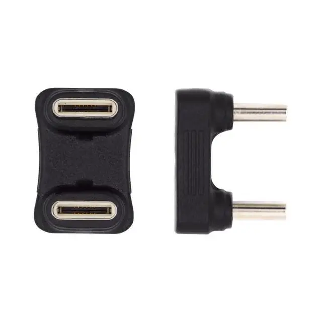 Alt view image 2 of 7 - 480Mbps USB-C Type C Male to Male Coupler Extender Power Data Adapter Opposite U Shape Back Angled for Power Bank Phone Laptop