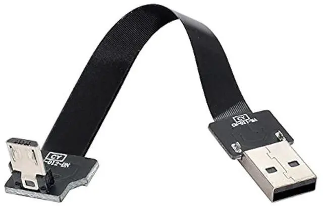 Main image of Down Angled USB 2.0 Type-A Male to Micro USB 5Pin Male Data Flat Slim FPC Cable for FPV & Disk & Phone 20cm