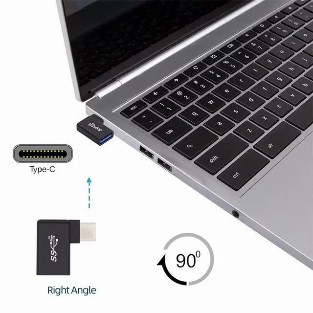 Alt view image 2 of 7 - USB-C Type-C to USB 3.0 Female Right Angled 90 Degree OTG Adapter for Laptop Cell Phone