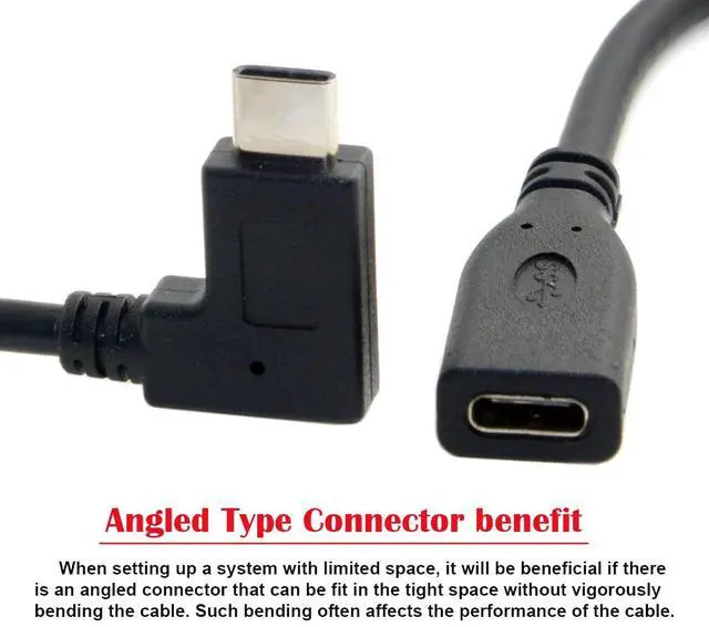 Alt view image 3 of 6 - 90 Degree Right Angled USB-C USB 3.1 Type C Male to Female Extension Data Cable for Tablet 20cm