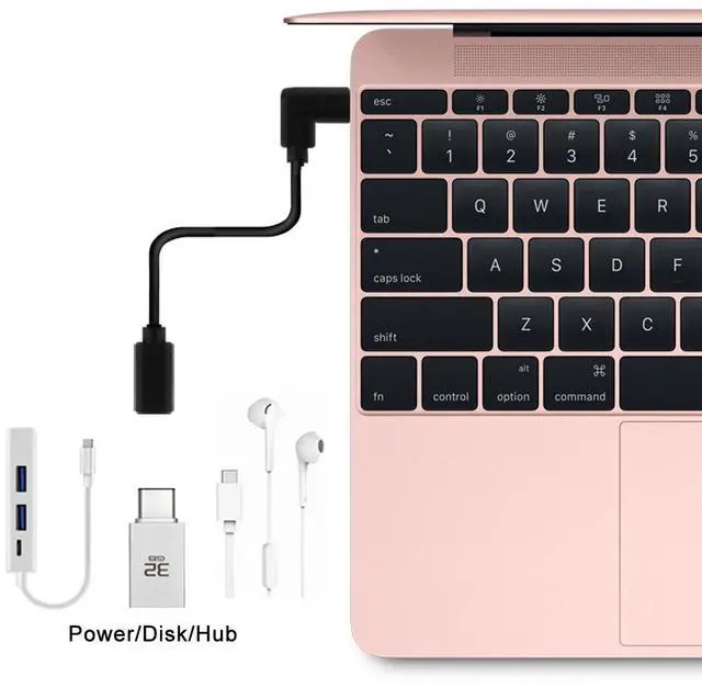 Alt view image 5 of 6 - 90 Degree Right Angled USB-C USB 3.1 Type C Male to Female Extension Data Cable for Tablet 20cm