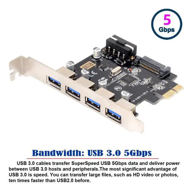 Alt view image 2 of 7 - U3-038 4 Ports PCI-E to USB 3.0 HUB PCI Express Expansion Card Adapter 5Gbps for Motherboard