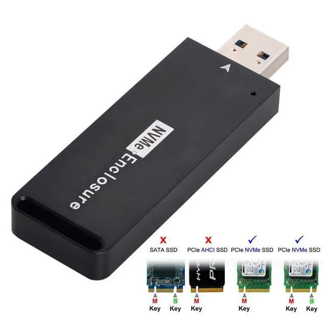 Alt view image 2 of 7 - USB 3.1 Gen2 10Gbps to NVME PCI-E M-Key Solid State Drive External Enclosure 2230/2242mm