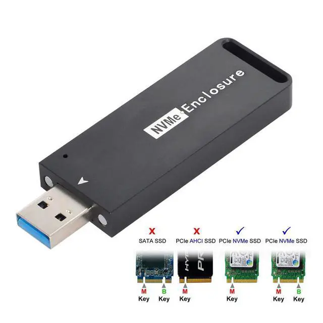 Alt view image 4 of 7 - USB 3.1 Gen2 10Gbps to NVME PCI-E M-Key Solid State Drive External Enclosure 2230/2242mm