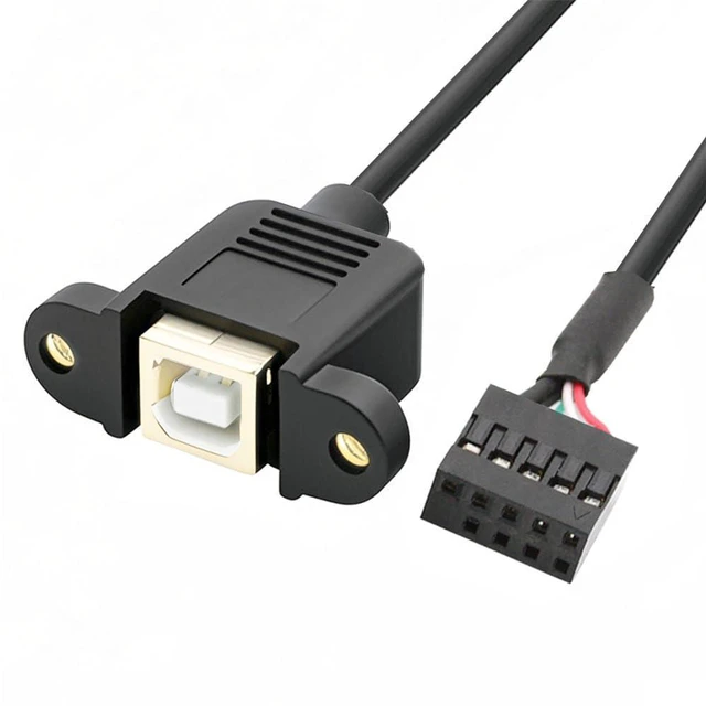 Main image of USB 2.0 9pin 10pin Motherboard Header to USB Standard Type-B Female Extension Cable with Nuts for Panel Mount