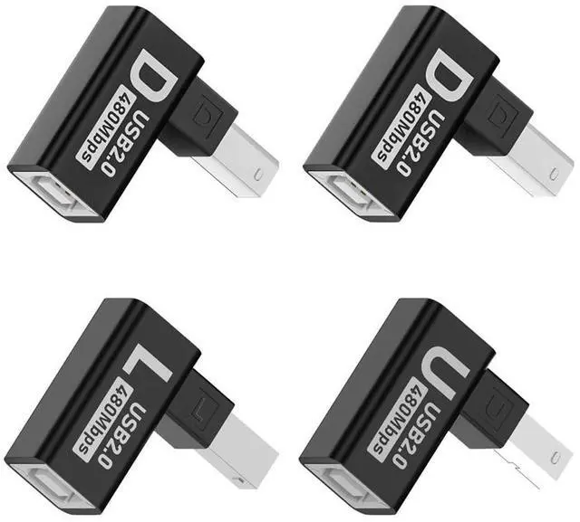 Main image of 4pcs/lot 480Mbps Type-B Male USB 2.0 to Female Extension Adapter 90 Degree Horizontal Vertical Angled for Printer Scanner