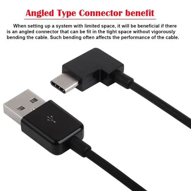 Alt view image 2 of 7 - 20cm Right Angled Type C USB-C to USB 2.0 Cable 90 Degree Connector for Tablet & Mobile Phone
