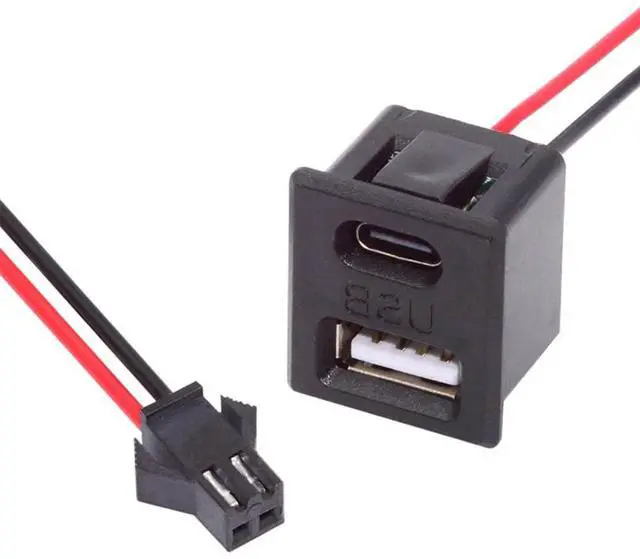 Alt view image 7 of 7 - OEM DIY Type-C & Type-A Female Socket DC 5V Power to 2Pin Header Cable Pitch=2.54mm Latch Mount Type