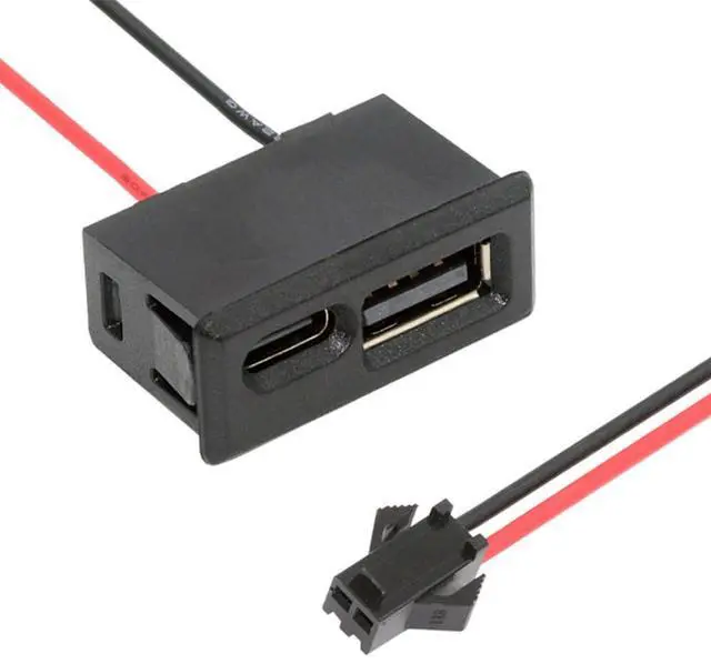 Alt view image 7 of 7 - DC 5V Power DIY OEM Type-C &Type-A Female Socket Horizontal to 2Pin Header Cable Pitch=2.54mm Latch Mount Type