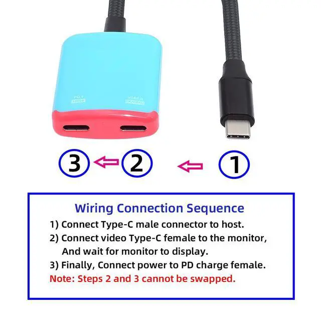 Alt view image 2 of 7 - USB-C VR AR Glass 1-to-2 OTG Type-C 8K Video USB-C Female 100W PD Power Cable for NS Handheld Console Laptop Tablet Phone