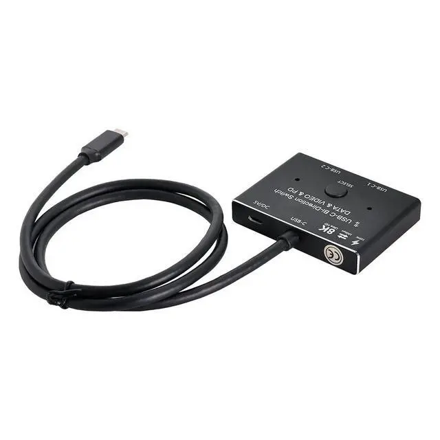 Alt view image 2 of 7 - USB-C Type-C Bi-Direction Switch MST 1 to 2 Hub Support Video Data PD 8K@30hz 100W 10Gbps with 50cm Cable