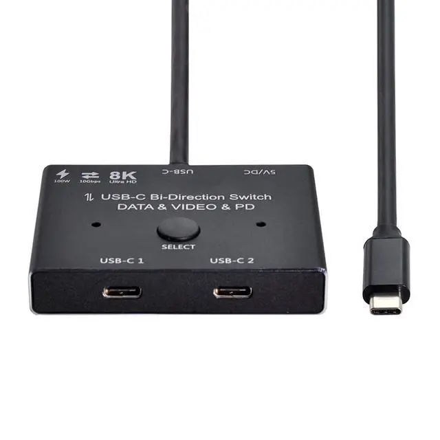 Alt view image 4 of 7 - USB-C Type-C Bi-Direction Switch MST 1 to 2 Hub Support Video Data PD 8K@30hz 100W 10Gbps with 50cm Cable