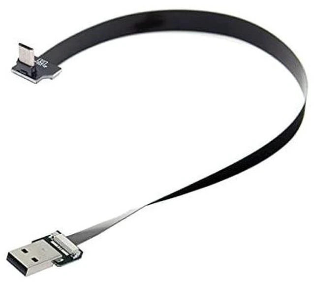 Alt view image 4 of 7 - Up Angled USB 2.0 Type-A Male to Micro USB 5Pin Male Data Flat Slim FPC Cable for FPV & Disk & Phone 200cm