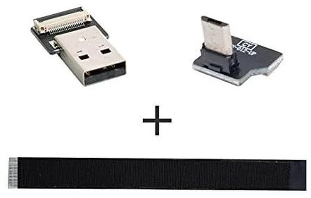 Alt view image 7 of 7 - Up Angled USB 2.0 Type-A Male to Micro USB 5Pin Male Data Flat Slim FPC Cable for FPV & Disk & Phone 200cm