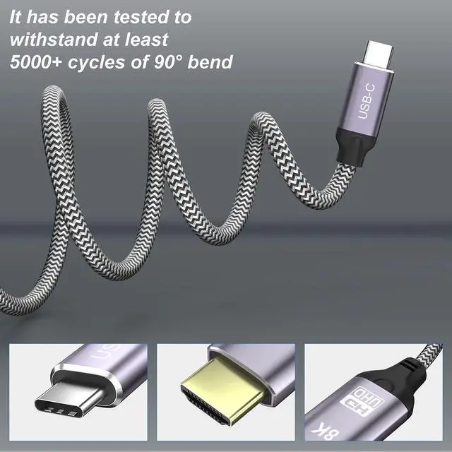 Alt view image 6 of 7 - USB4 USB-C Type-C Source to HDMI 2.0 Display 8K UHD 4K DP to HDMI Male Monitor Cable Connector 1.8m 6ft