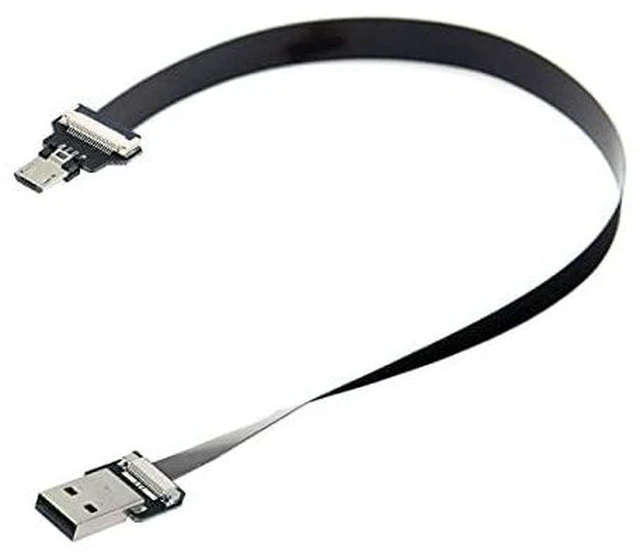 Alt view image 2 of 7 - USB 2.0 Type-A Male to Micro USB 5Pin Male Data Flat Slim FPC Cable for FPV & Disk & Phone 50cm