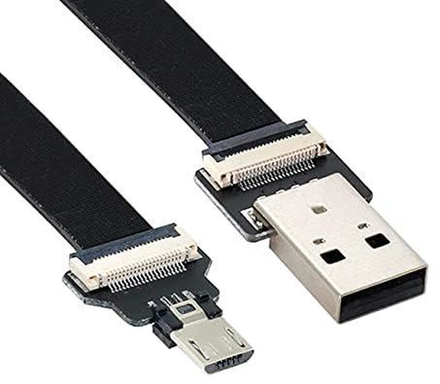 Alt view image 3 of 7 - USB 2.0 Type-A Male to Micro USB 5Pin Male Data Flat Slim FPC Cable for FPV & Disk & Phone 50cm