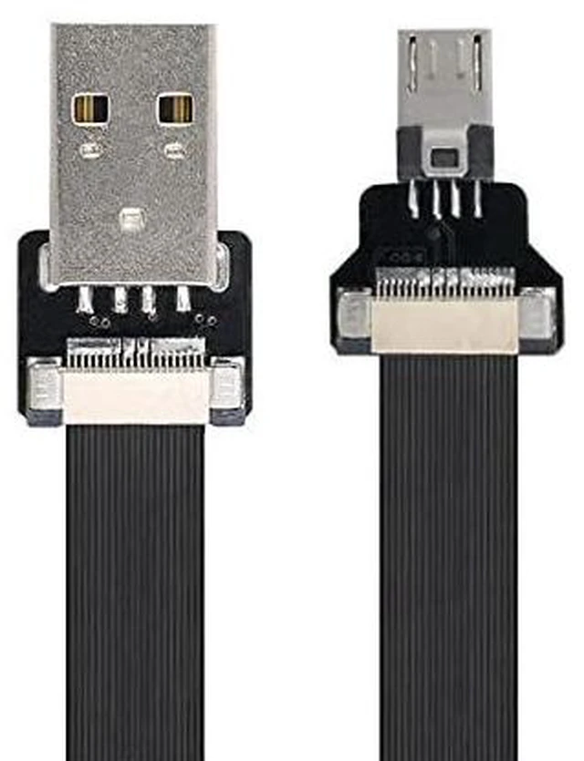Alt view image 4 of 7 - USB 2.0 Type-A Male to Micro USB 5Pin Male Data Flat Slim FPC Cable for FPV & Disk & Phone 50cm