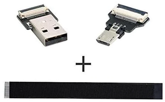 Alt view image 7 of 7 - USB 2.0 Type-A Male to Micro USB 5Pin Male Data Flat Slim FPC Cable for FPV & Disk & Phone 50cm