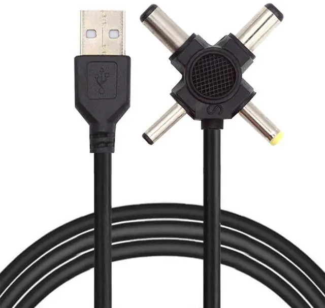 Main image of 4-in-1 Power Plug USB 2.0 Type-A Male to DC 5V 5.5x2.5mm 5.5x2.1mm 4.0x1.7mm 3.5x1.3mm Barrel Connector Charge Cable 150CM