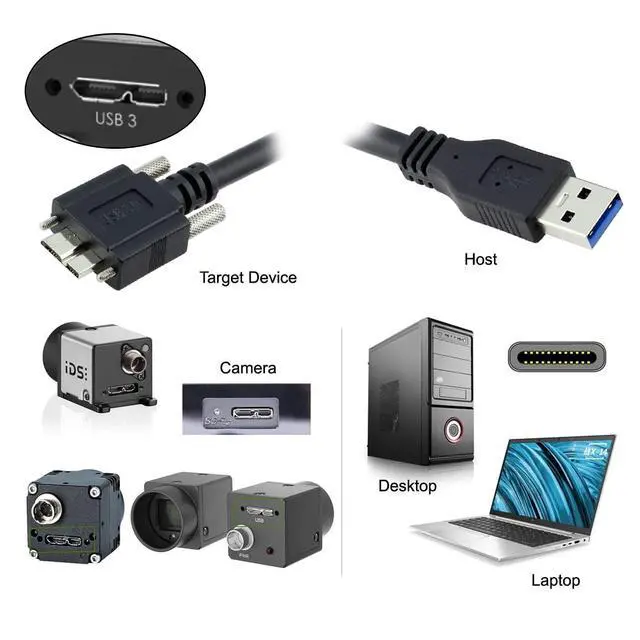 Alt view image 5 of 7 - 120cm USB 3.0 A Type Cable Male to Micro USB 3.0 B Male with Mount Panel Screws for Hard Disk Mobile Phone
