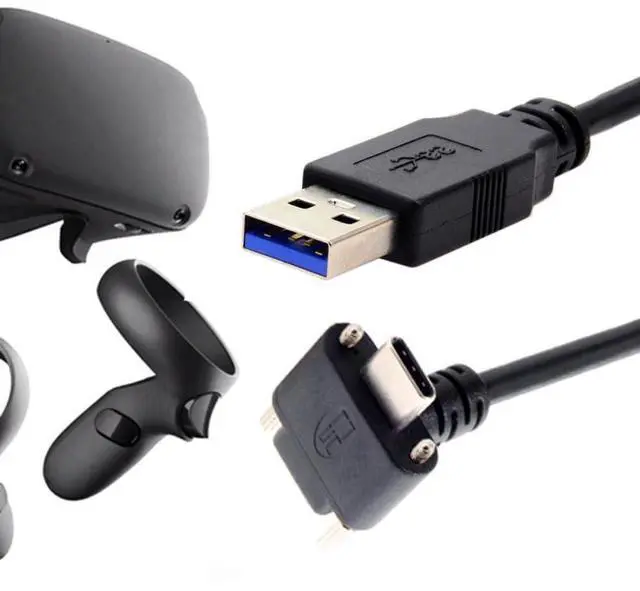 Main image of Down Up Angled USB 3.1 Type-C Dual Screw Locking to Standard USB3.0 Data Cable 90 Degree for Camera (2.0M)