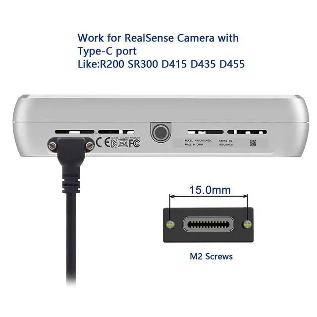Alt view image 2 of 7 - Down Up Angled USB 3.1 Type-C Dual Screw Locking to Standard USB3.0 Data Cable 90 Degree for Camera 3M