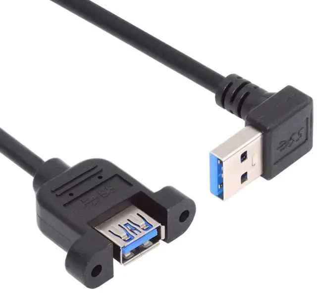 Main image of 5Gbps USB 3.0 Male to Female Type-A Down Angled Panel Type Header Cable Connector with Screws 30cm
