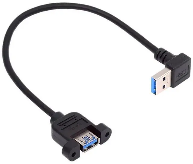 Alt view image 7 of 7 - 5Gbps USB 3.0 Male to Female Type-A Down Angled Panel Type Header Cable Connector with Screws 30cm