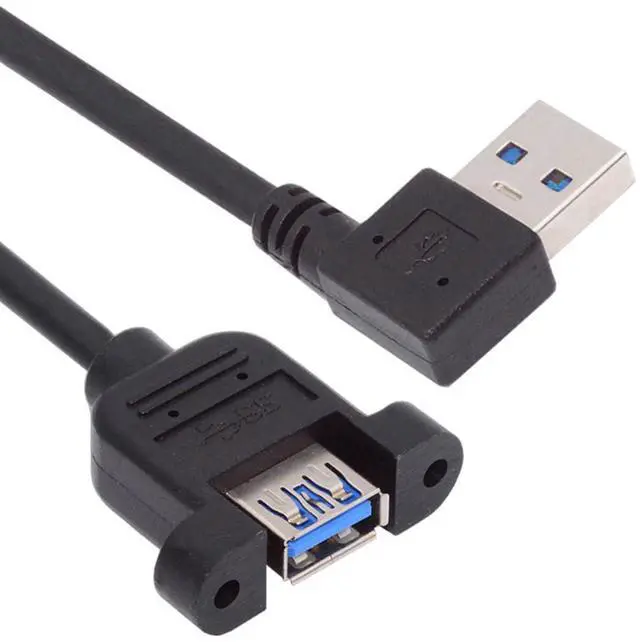 Main image of 5Gbps USB 3.0 Male to Female Type-A Left Angled Panel Type Header Cable Connector with Screws 30cm