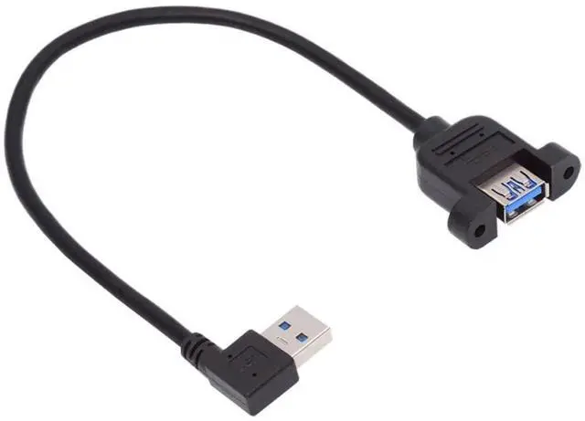 Alt view image 7 of 7 - 5Gbps USB 3.0 Male to Female Type-A Left Angled Panel Type Header Cable Connector with Screws 30cm