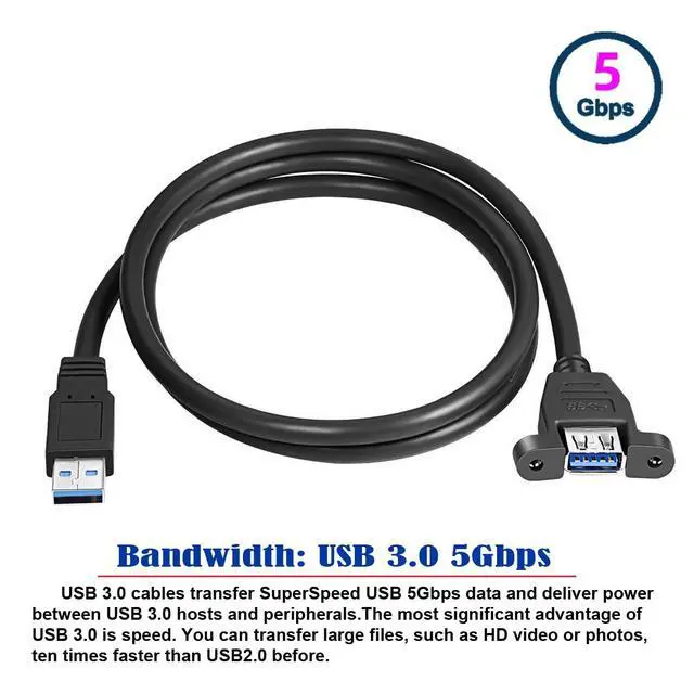 Alt view image 2 of 7 - chenyang USB 3.0 A Type Male to Female Extension Cable with Panel Mount Screws 50cm