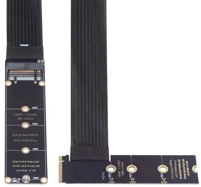 Main image of PCI-E 4.0 NVME NGFF M-Key Male to Female Extension 30cm Right Angled Type PCI Express Cable for Mainboard